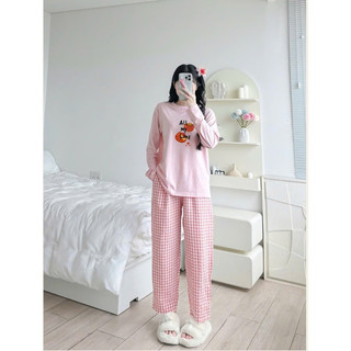 Đồ bộ dài nữ mùa đông, Sét bộ mặc nhà quần dài áo dài tay in hình JULYfashion, bộ dài mặc ngủ chất thun xược, đũi mềm ấm