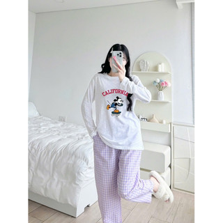 Đồ bộ dài nữ mùa đông, Sét bộ mặc nhà quần dài áo dài tay in hình JULYfashion, bộ dài mặc ngủ chất thun xược, đũi mềm ấm