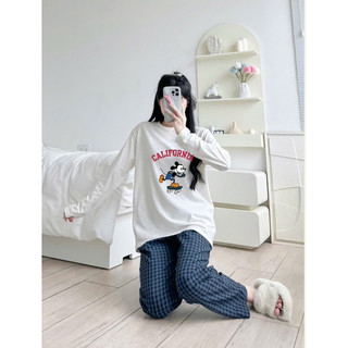 Đồ bộ dài nữ mùa đông, Sét bộ mặc nhà quần dài áo dài tay in hình JULYfashion, bộ dài mặc ngủ chất thun xược, đũi mềm ấm