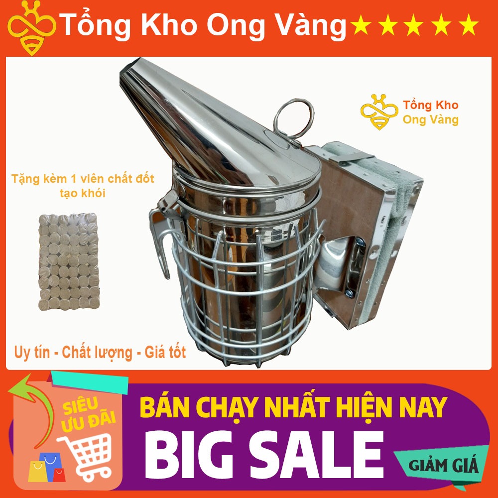 BÌNH XỊT KHÓI CHỐNG ONG ĐỐT Inox 304 tặng kèm 1 viên đốt thảo mộc ...
