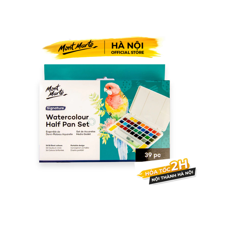 Màu Nước Viên Nén Mont Marte Watercolor 18/36 Màu - Kèm Cọ Vẽ - Bộ Màu Nước Cho Học Sinh, Sinh Viên, Họa Sĩ - Marty Neumeier