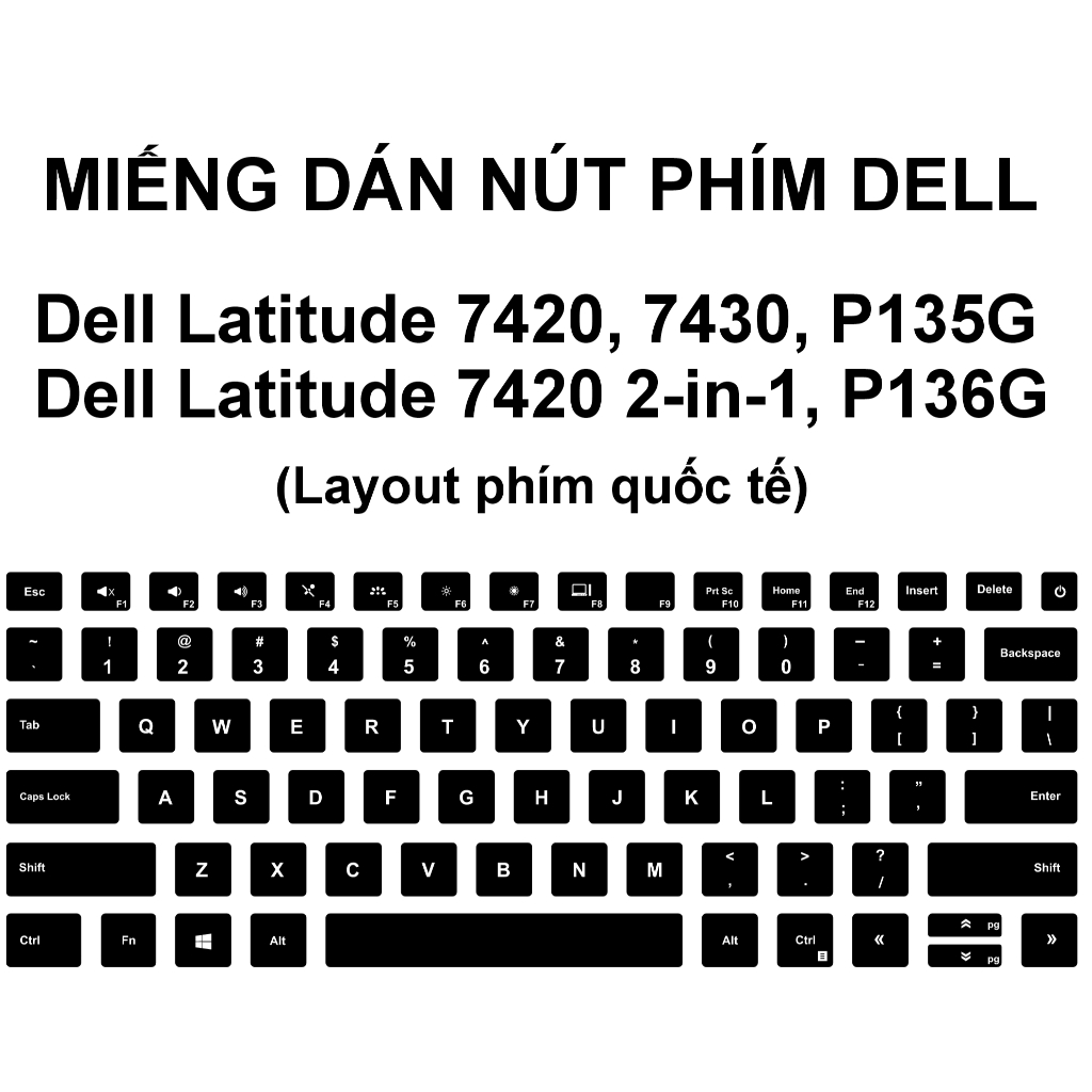 Bộ dán nút phím Dell Latitude 7420, 7430, P135G; 7420 2-in-1, P136G ...