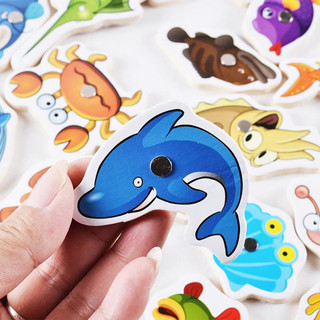 [Kho sỉ]Đồ Chơi Câu Cá, Bộ Đồ chơi câu cá 3D bằng gỗ Loại To 32 con gắn Nam Châm an toàn cho bé- DC3 Happykids
