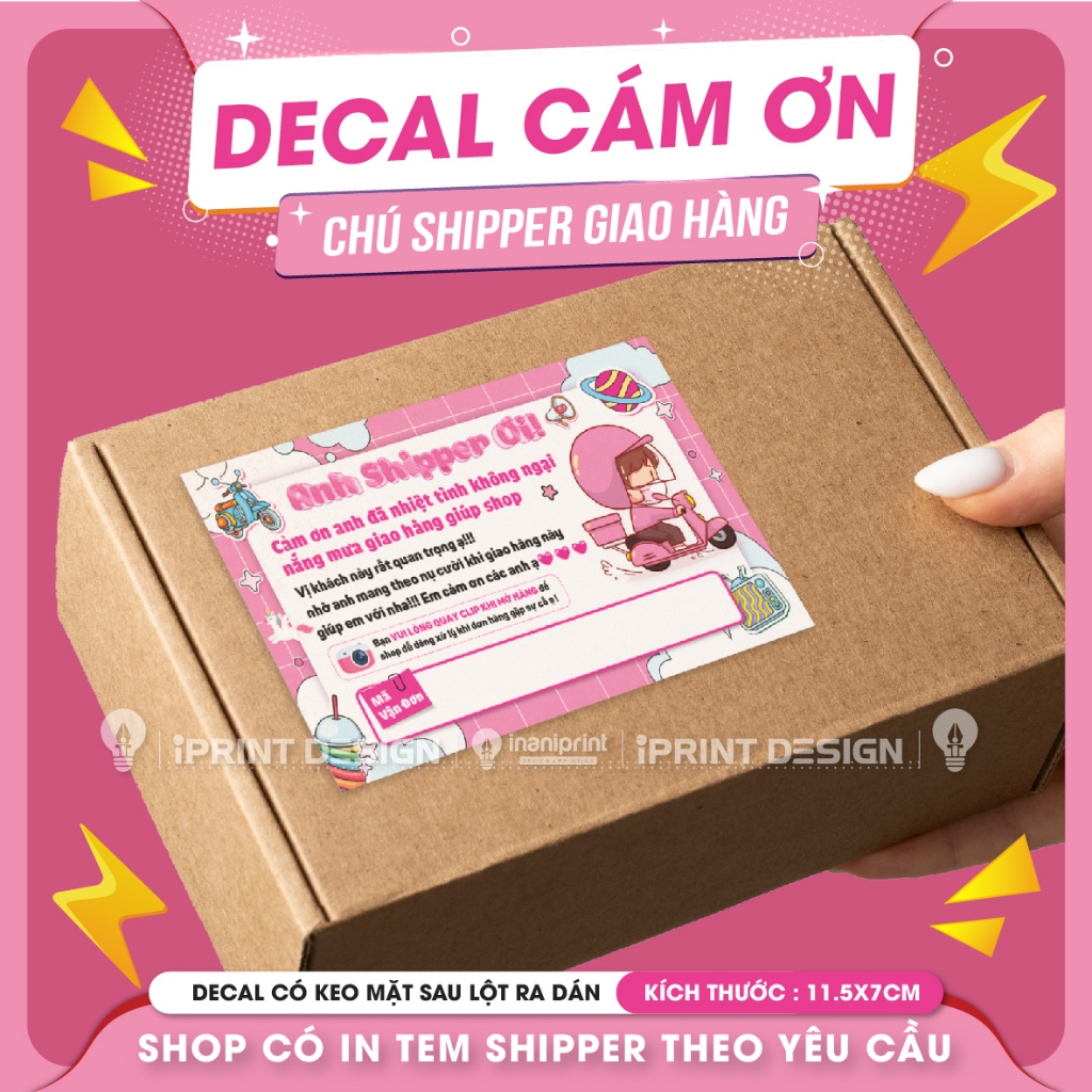Nhiều Mẫu Tem Nhãn Dán Cám Ơn Shipper Có Keo Mặt Sau 1 | Shopee Việt Nam