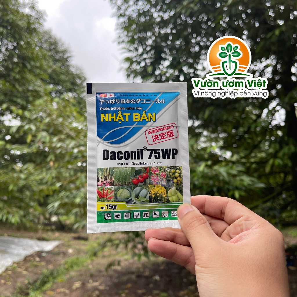 Thuốc trừ bệnh Daconil 75WP trị sương mai, phấn trắng, thán thư, ghẻ sẹo, xì mủ, nứt thân - 15gr