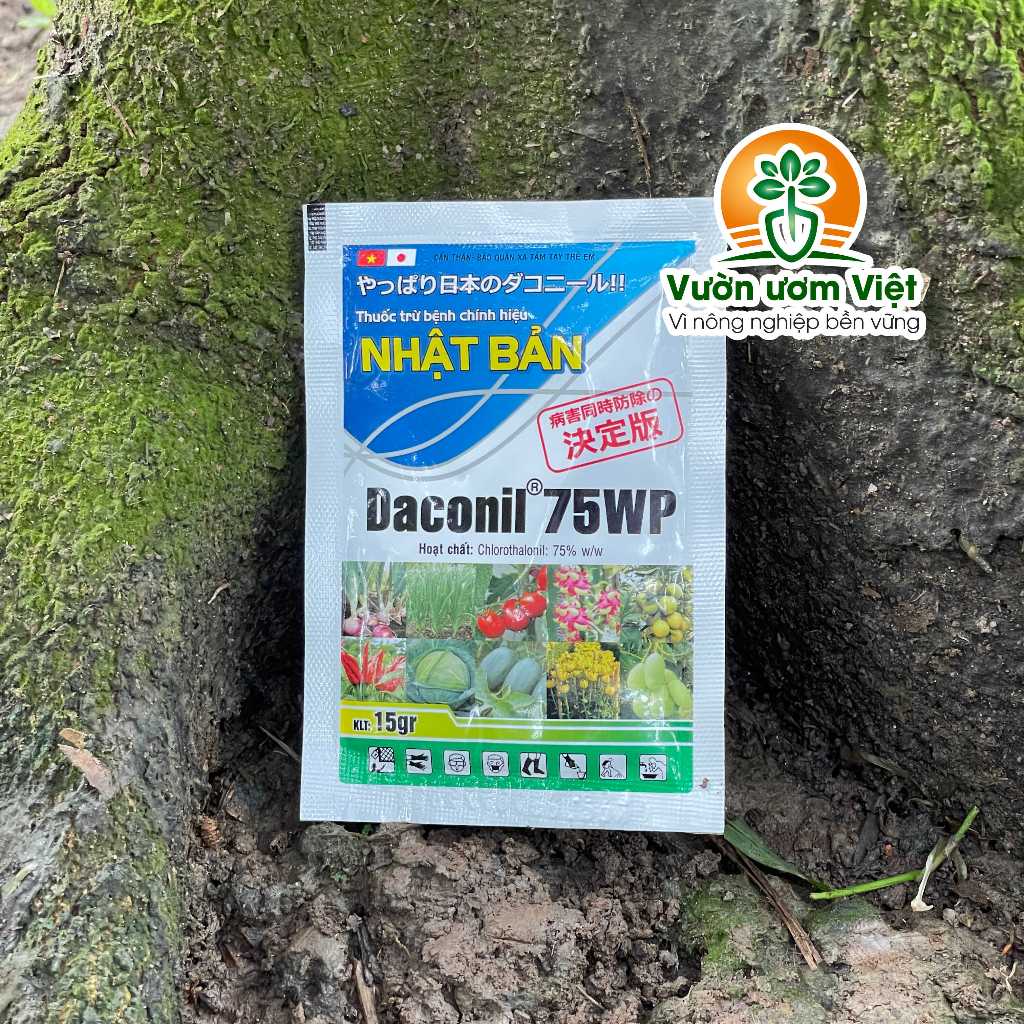 Thuốc trừ bệnh Daconil 75WP trị sương mai, phấn trắng, thán thư, ghẻ sẹo, xì mủ, nứt thân - 15gr
