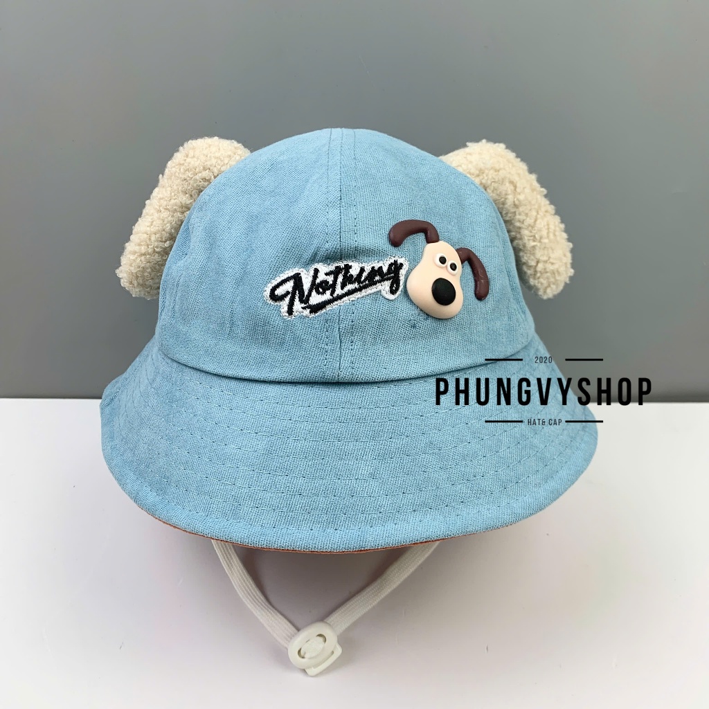 Bé 2-5Tuổi/V 52cm_Mũ nhung bucket tai bèo vành trai gái trẻ em phungvyshop-nón / BO trung CHO NOTHING/