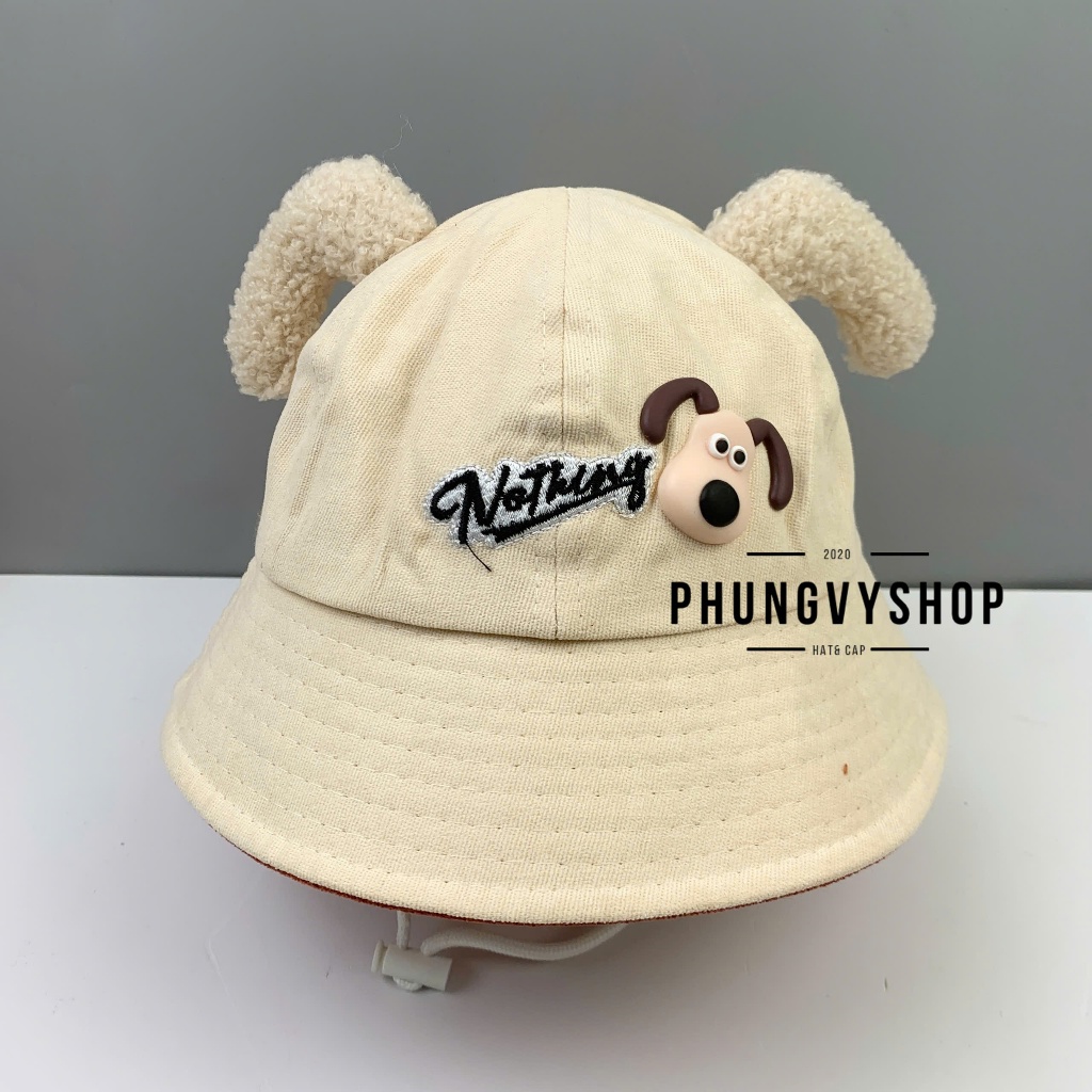 Bé 2-5Tuổi/V 52cm_Mũ nhung bucket tai bèo vành trai gái trẻ em phungvyshop-nón / BO trung CHO NOTHING/