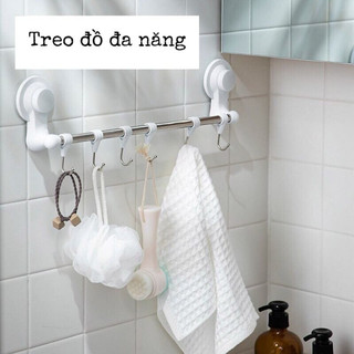 Thanh ngang inox dán tường siêu chắc.giá treo đồ phòng tắm 6 móc