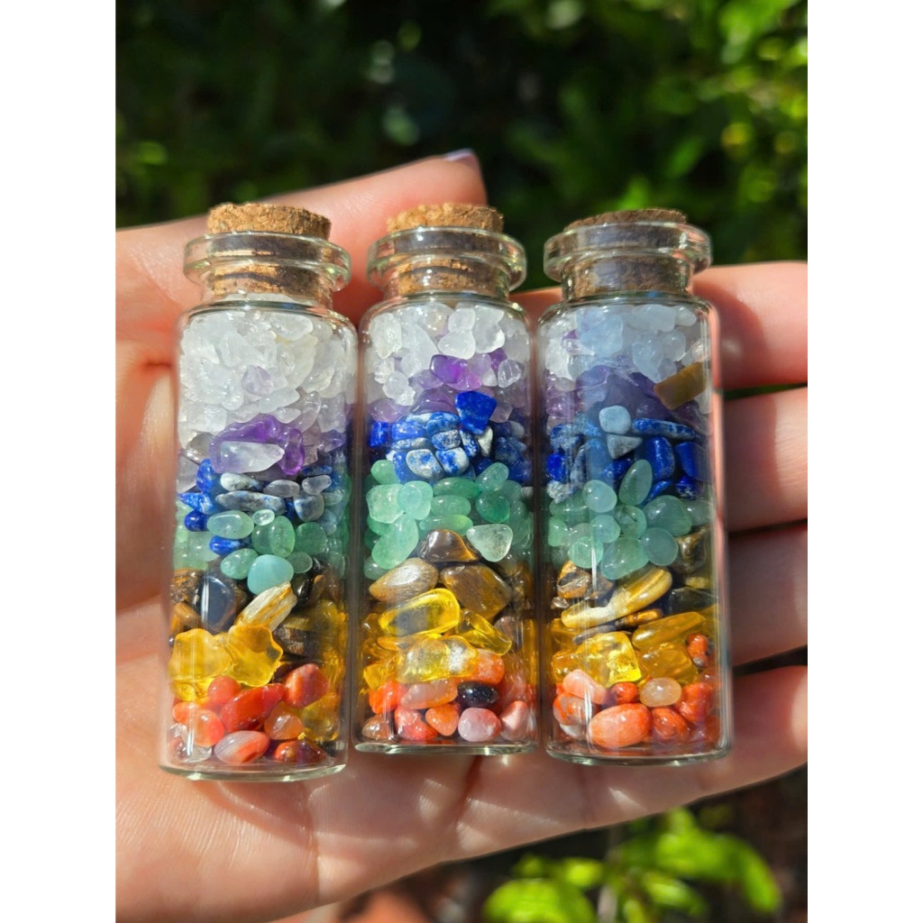 Lọ ước nguyện gồm 7loại đá quý tự nhiên,chakra riki, món quà dễ thương, thiền định, chữ a lành
