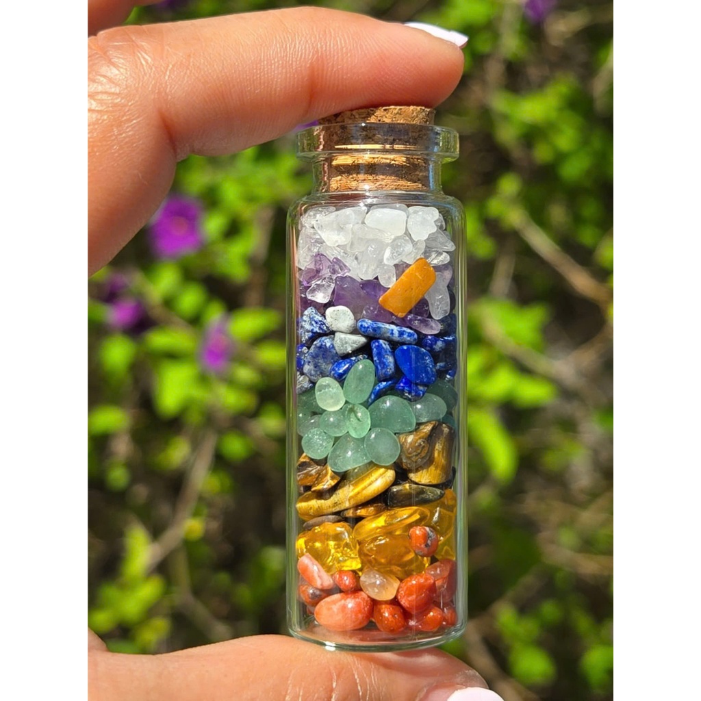 Lọ ước nguyện gồm 7loại đá quý tự nhiên,chakra riki, món quà dễ thương, thiền định, chữ a lành