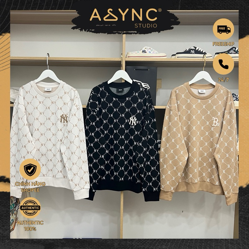 (Auth) Áo Sweater Tay Dài MLB Monogram Season 24 Hàng Chính Hãng Màu ...
