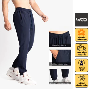 Quần Dài Nam Woo Chất Gió Co Giãn Tốt Chống Nước Nhẹ Kiểu Dáng Jogger Thể Thao Cạp Chun Co Giãn Phong Cách Hàn Quốc