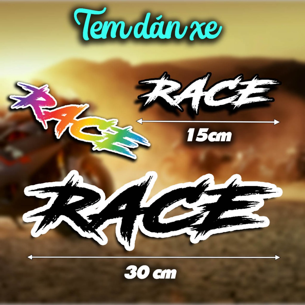 Tem Dán Xe Máy chữ RACE, Decal Trang Trí Xe, Sticker Dán Các Vị Trí ...