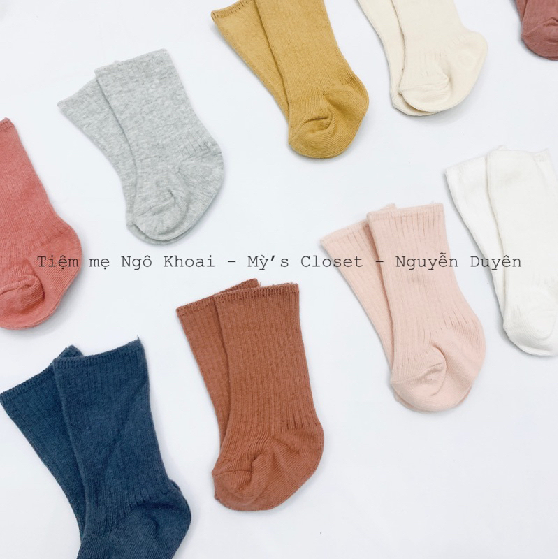 [MD146] Tất len cổ cao giữ ấm cho bé màu trơn phong cách basic