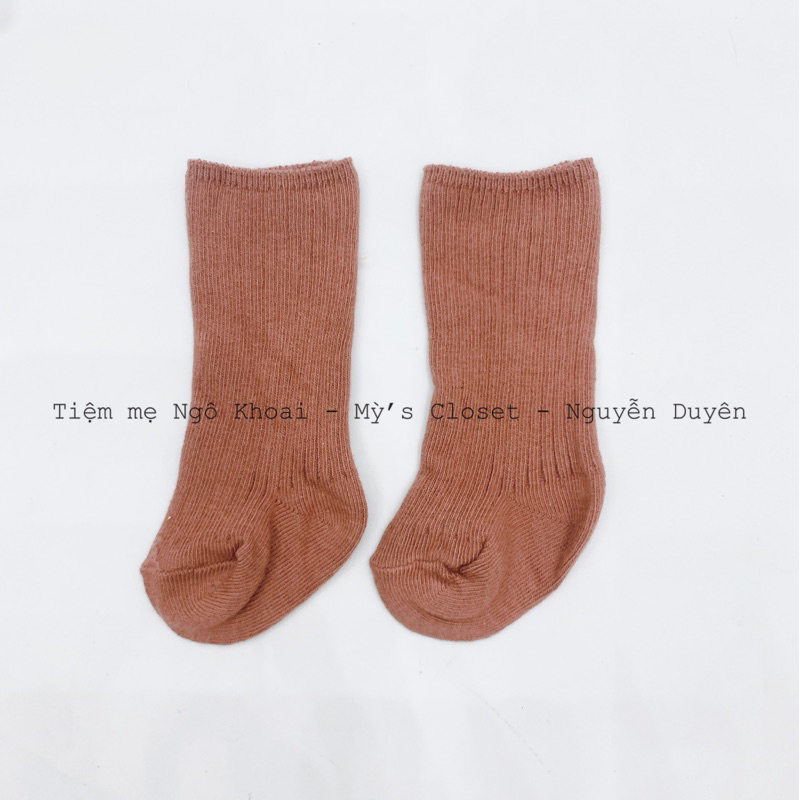 [MD146] Tất len cổ cao giữ ấm cho bé màu trơn phong cách basic