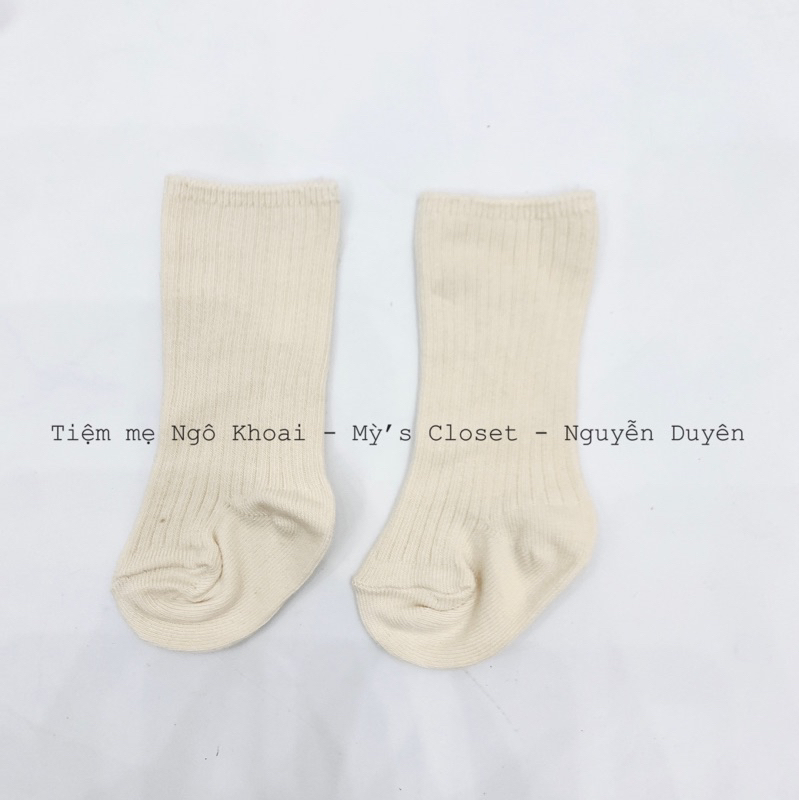[MD146] Tất len cổ cao giữ ấm cho bé màu trơn phong cách basic