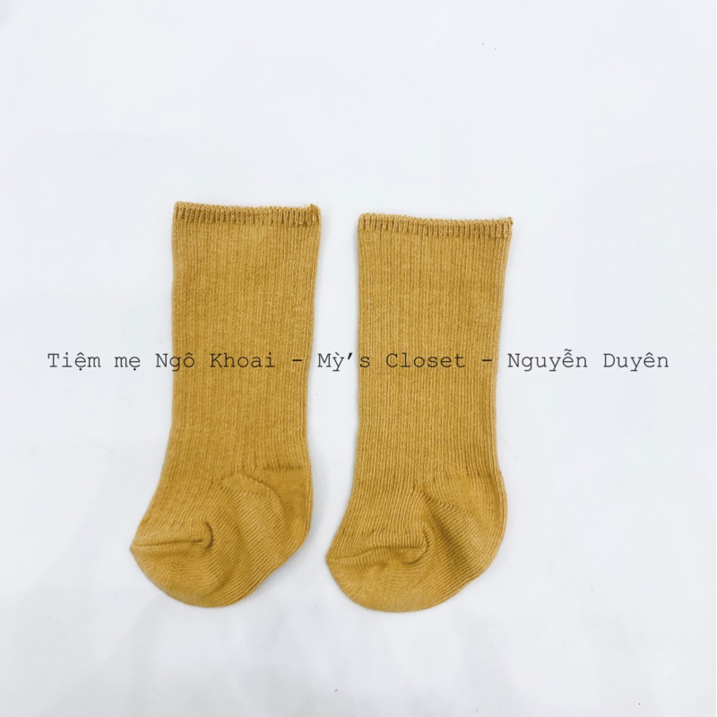 [MD146] Tất len cổ cao giữ ấm cho bé màu trơn phong cách basic