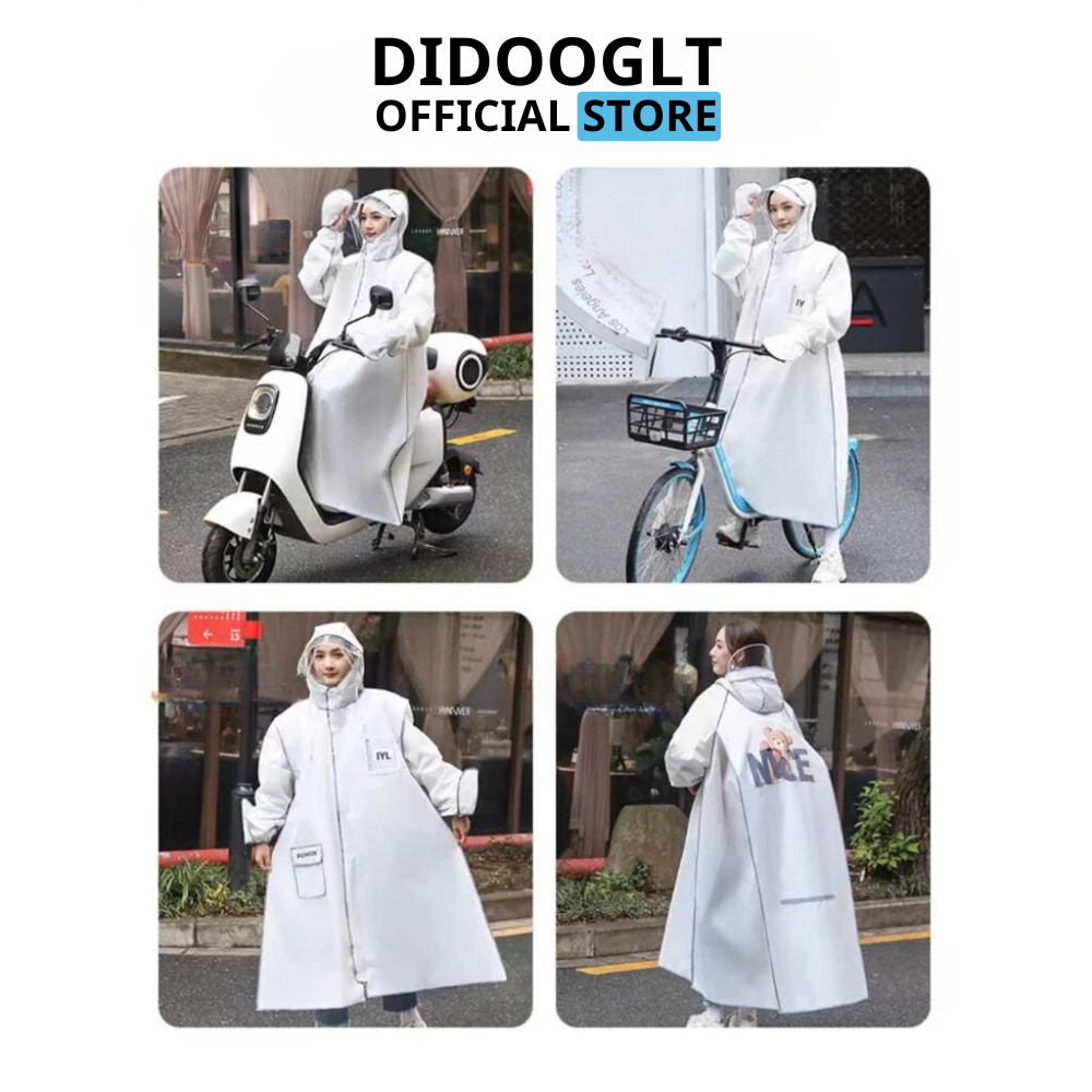 Áo Mưa Thời Trang Didooglt In Hình Gấu Nice Màu Sắc Dễ Thương Có Kính Chắn Nước Kèm Khoá Kéo Tiện Lợi