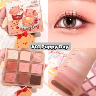 [ODBO] Bảng Phấn Mắt 9 Ô Odbo Kitten Day & Puppy Day Mèo & Cún Con Tặng Kèm Kẹp Tóc Sweet Munch 9g
