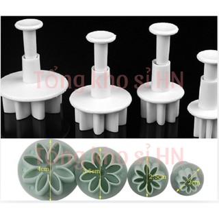Sét 4 khuôn cắt tạo hình hoa cúc/mận/đào.. dùng trong tạo hình bánh, đất sét.