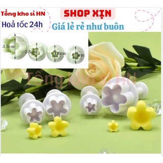Sét 4 khuôn cắt tạo hình hoa cúc/mận/đào.. dùng trong tạo hình bánh, đất sét.
