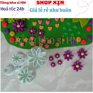Sét 4 khuôn cắt tạo hình hoa cúc/mận/đào.. dùng trong tạo hình bánh, đất sét.