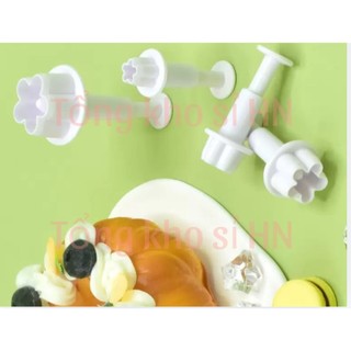 Sét 4 khuôn cắt tạo hình hoa cúc/mận/đào.. dùng trong tạo hình bánh, đất sét.