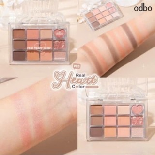 [ODBO] Bảng Mắt Odbo 12 Ô Real Heart Trái tim Nhũ Lì Trong Suốt Color Eye Palette