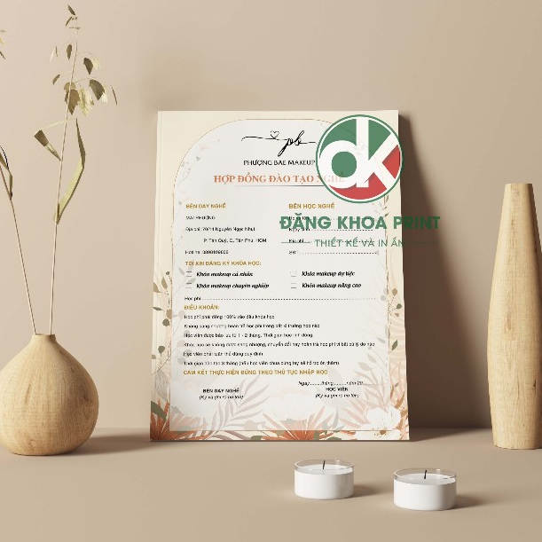 In đơn đăng ký học, hợp đồng đào tạo nghề cho Spa, viện thẩm mỹ, quán tóc kích thước A4