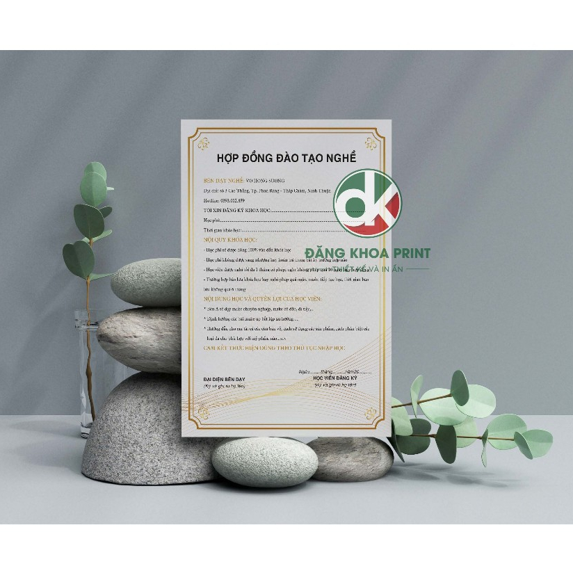 In đơn đăng ký học, hợp đồng đào tạo nghề cho Spa, viện thẩm mỹ, quán tóc kích thước A4
