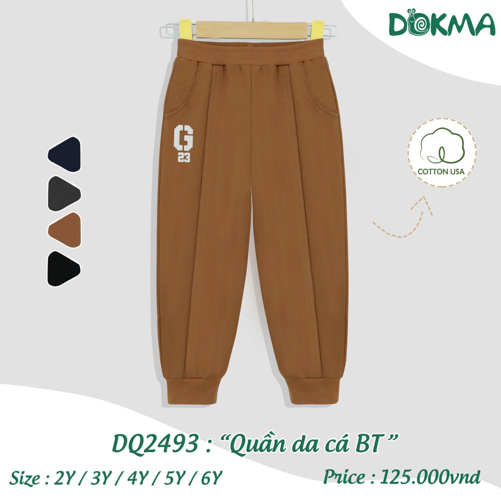 (11-23kg, 2-7Y) Quần Dài Bo Gấu Thời Trang Cho Bé Dokma DQ1963 DQ2364 DQ2493 DQ3267 DQ3317 DQ3269