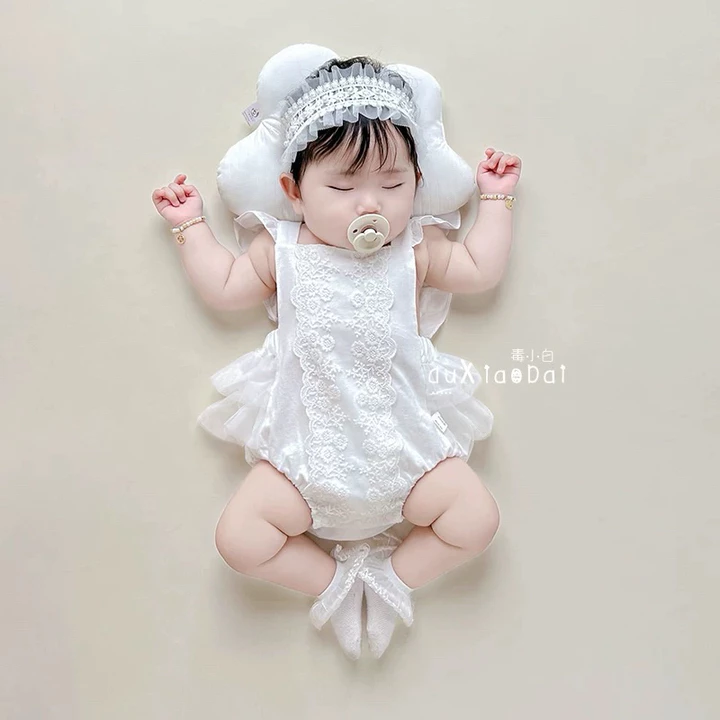 Váy body chip tiểu thư đầy tháng/ thôi nôi cho bé gái chất cotton