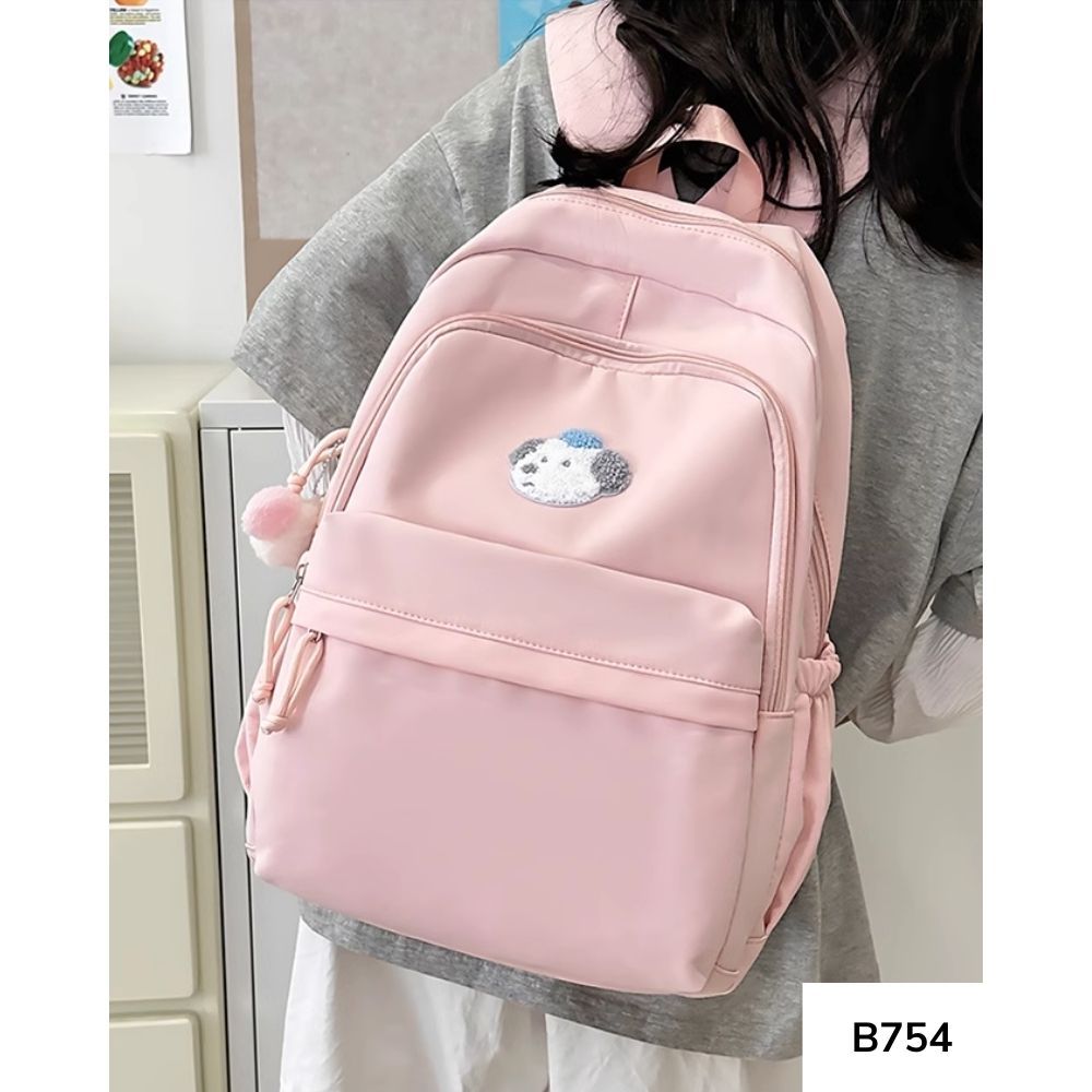 Balo đi học nữ nhiều ngăn phong cách basic Hàn Quốc thêu gấu màu pastel dễ thương cho học sinh các cấp B754 gagastore
