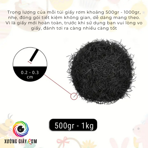 [1KG MÀU CAO CẤP] Giấy rơm, Giấy vụn cắt sợi lót hộp quà, Giấy chống sốc nhiều màu, sợi 2mm mỏng nhẹ