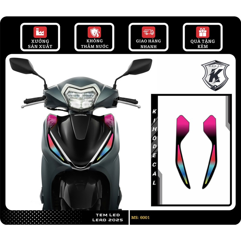 Decal dán đèn Lead 2025 (Xi nhan trước )
