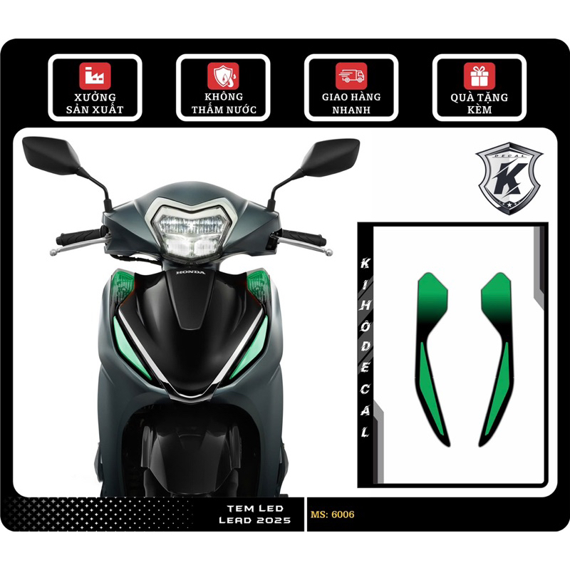 Decal dán đèn Lead 2025 (Xi nhan trước )