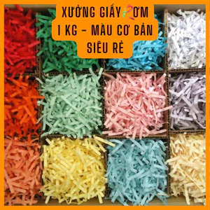 Giấy rơm, Giấy vụn cắt sợi lót hộp quà, Giấy chống sốc nhiều màu, sợi 2mm mỏng nhẹ