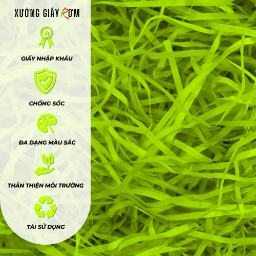 [1KG-MÀU CƠ BẢN] Giấy rơm, Giấy vụn cắt sợi lót hộp quà, Giấy chống sốc nhiều màu, sợi 2mm mỏng nhẹ