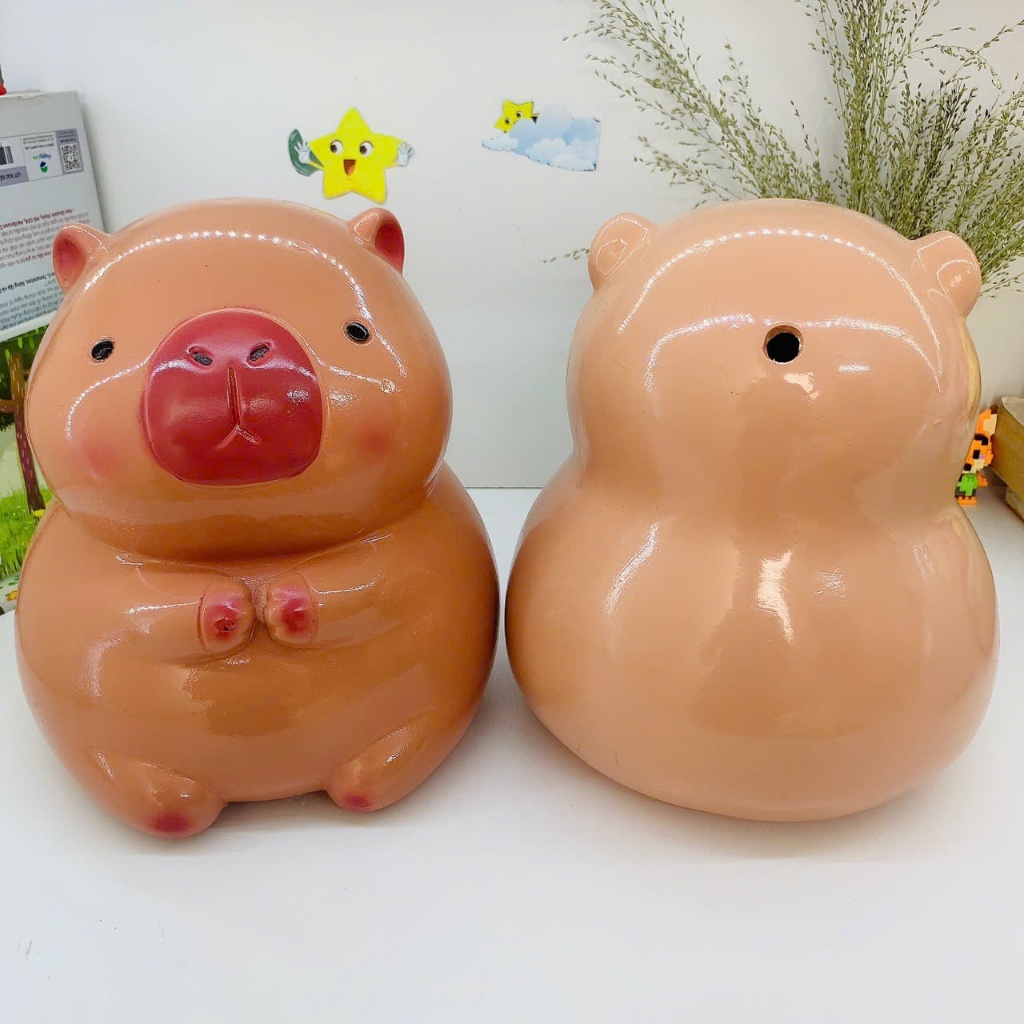 [Mua1 tặng 1 nhỏ]Heo đất lợn đất tiết kiệm Chuột Capybara size to lỗ tròn-ống tiêt kiệm trang tríLĐ2
