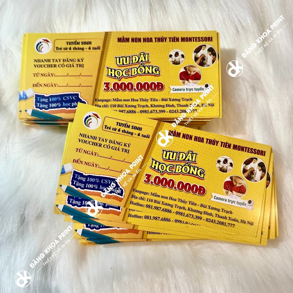 In voucher, thẻ quà tặng, gift card cho Spa, Salon tóc, Nhà hàng, Shop quần áo.....Giấy C300 cán mờ dày dặn