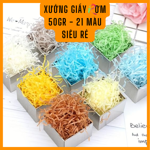 [100GR - SIÊU RẺ] Giấy rơm, Giấy vụn cắt sợi lót hộp quà, Giấy chống sốc nhiều màu, sợi 2mm mỏng nhẹ