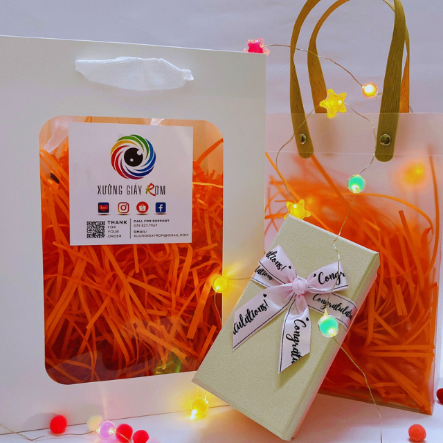 [2KG - SIÊU RẺ] Giấy rơm, Giấy vụn cắt sợi lót hộp quà, Giấy chống sốc nhiều màu, sợi 2mm mỏng nhẹ