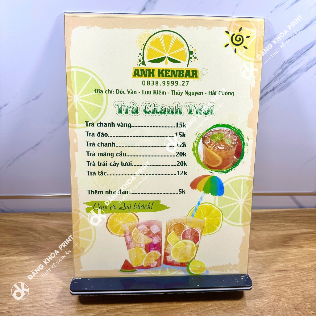 In menu số lượng ít, menu giấy c300 ép plastic, menu bìa cứng, menu bồi foamex, menu để bàn cho spa, quán ăn, cửa hàng