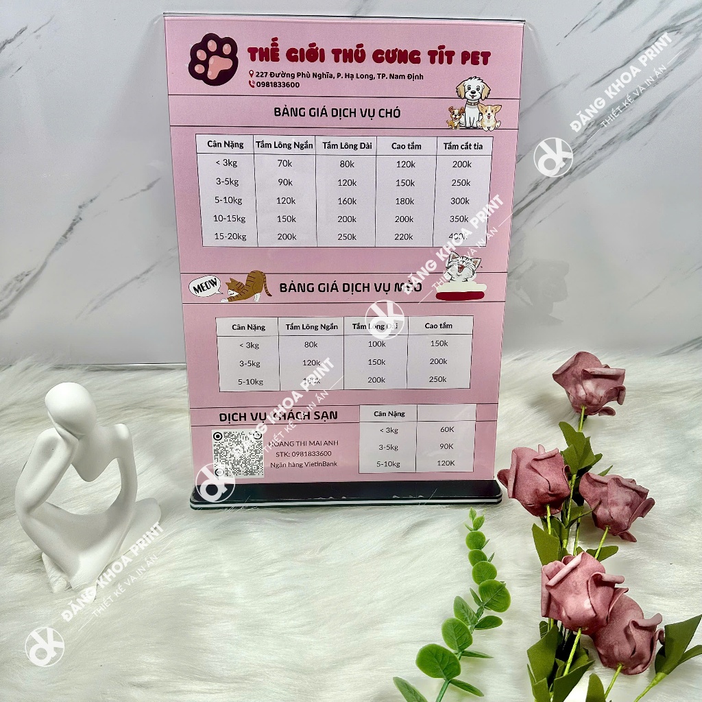 In menu số lượng ít, menu giấy c300 ép plastic, menu bìa cứng, menu bồi foamex, menu để bàn cho spa, quán ăn, cửa hàng