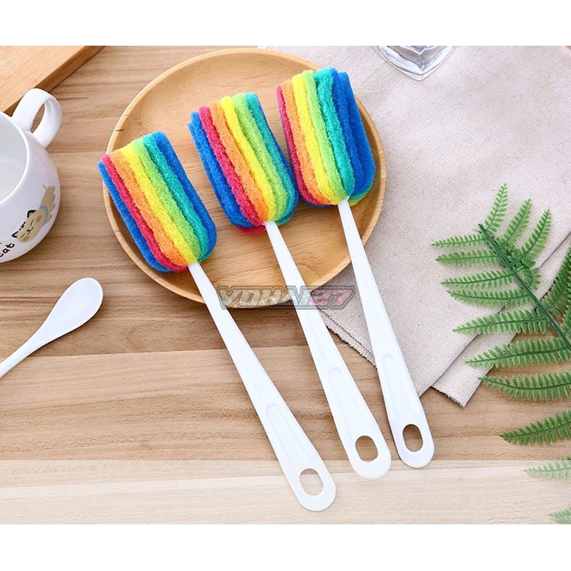 Dụng cụ cọ rửa ly, cốc cà phê tiện dụng, siêu tạo bọt, 7 màu xinh xắn