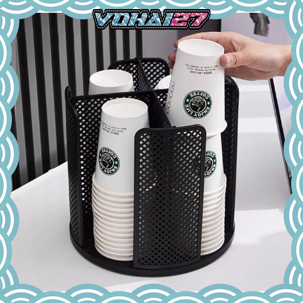 Khay úp cốc xoay vòng 4 ngăn - Kệ úp ly, kệ ly nhựa