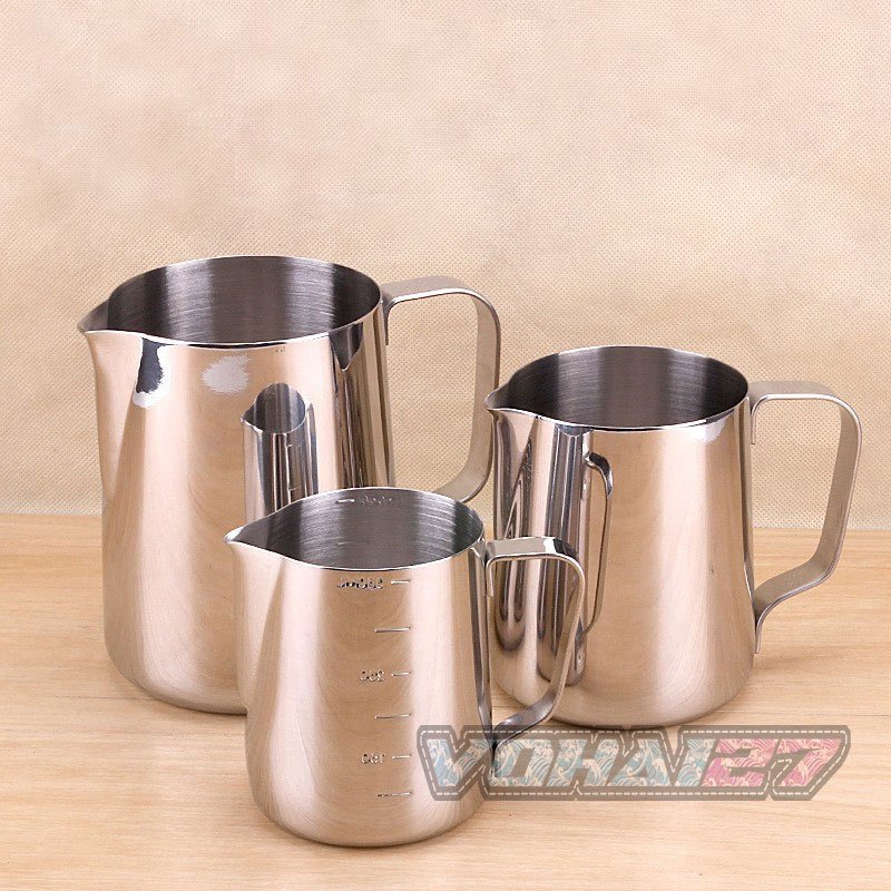 Ca đánh sữa, rót sữa inox có vạch chia định lượng - Ca đánh sữa inox