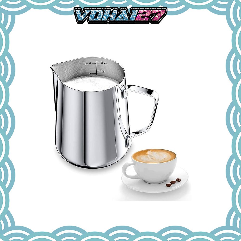 Ca đánh sữa, rót sữa inox có vạch chia định lượng - Ca đánh sữa inox