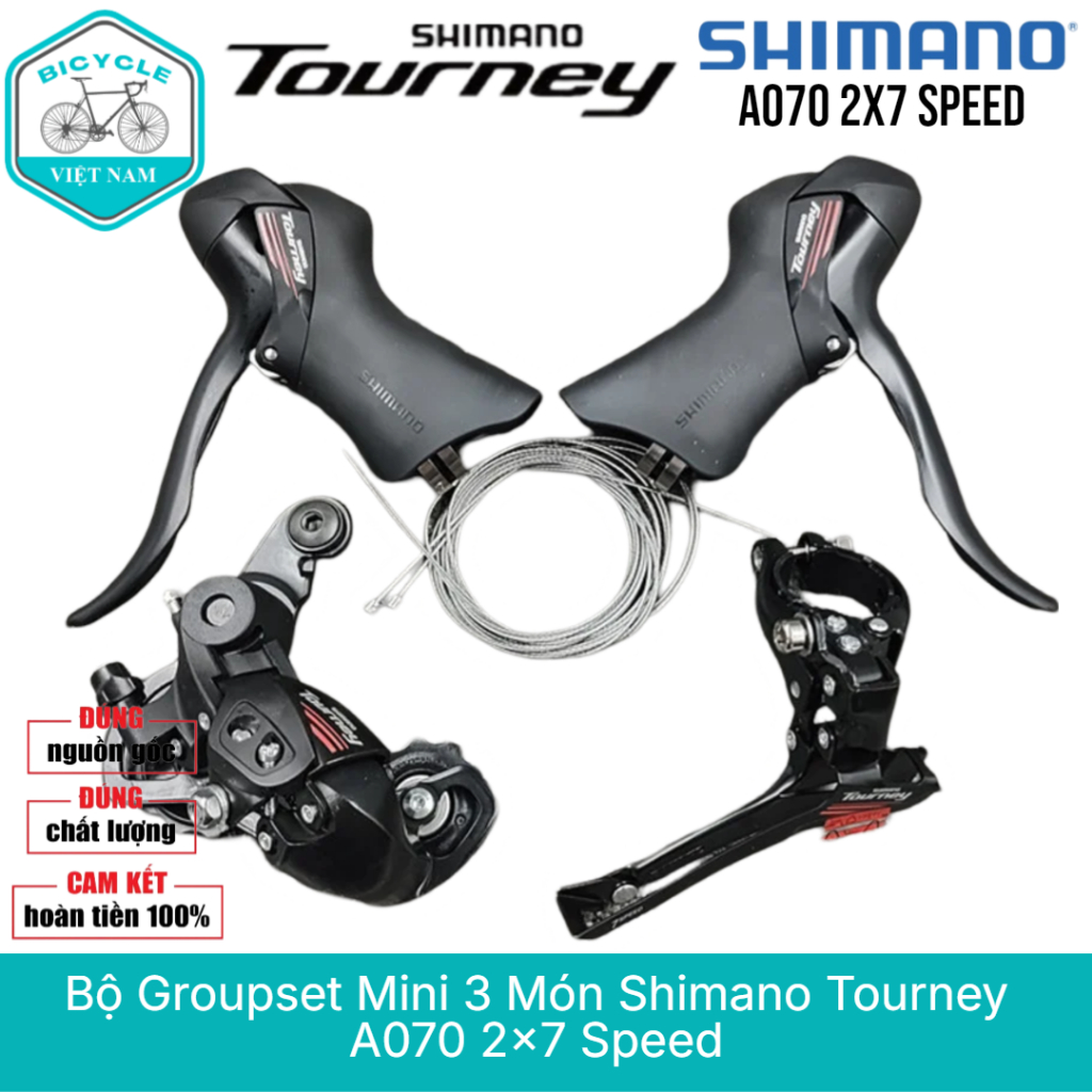 Bộ Groupset Mini Món Xe Đạp Shimano Tourney A070 2x7 Speed Tay
